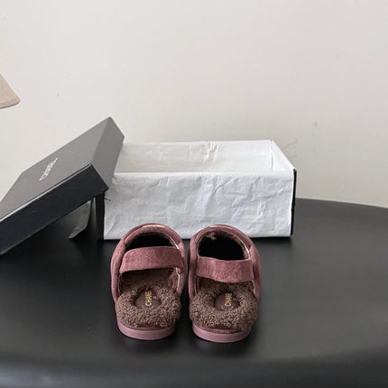 CHANEL 26S SLINGBACK LOAFERS IN PURPLE SUEDE AND SHEARLING LINING