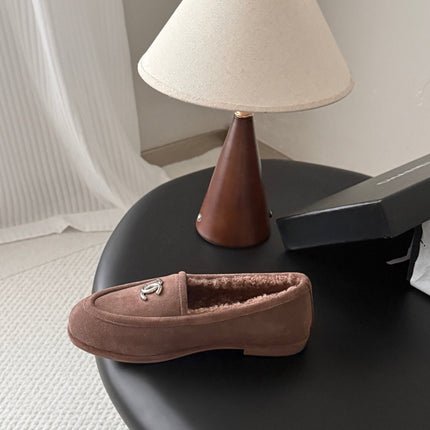 CHANEL 26S LOAFERS IN TAUPE SUEDE AND SHEARLING LINING
