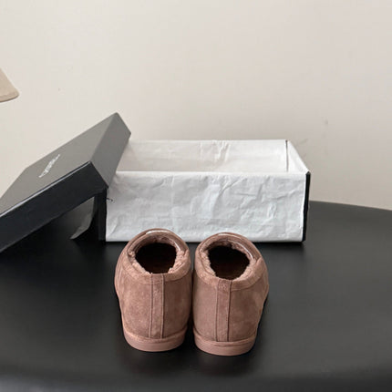 CHANEL 26S LOAFERS IN TAUPE SUEDE AND SHEARLING LINING