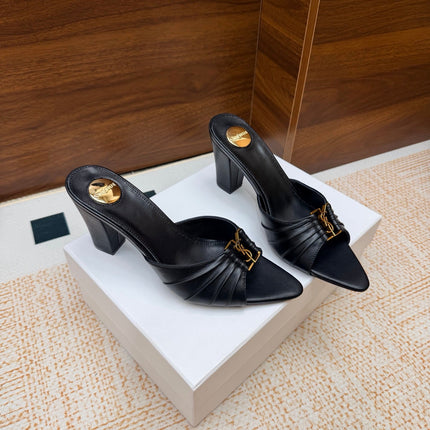 YSL 26S HIGH-HEEL SANDALS 75 MM IN BLACK CALFSKIN