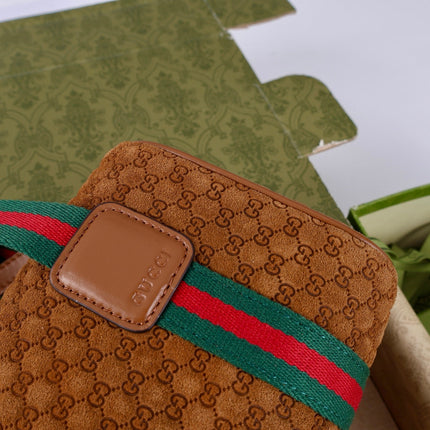 GUCCI 26S MINI BAULETTO BAG 20 IN BROWN SUEDE