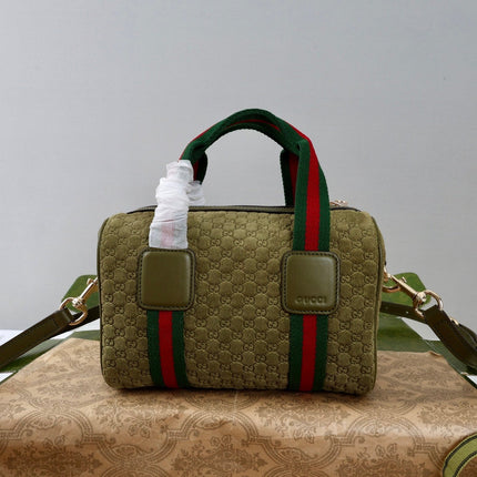 GUCCI 26S MINI BAULETTO BAG 20 IN GREEN SUEDE