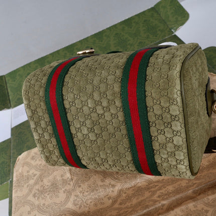 GUCCI 26S MINI BAULETTO BAG 20 IN GREEN SUEDE