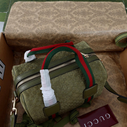 GUCCI 26S MINI BAULETTO BAG 20 IN GREEN SUEDE