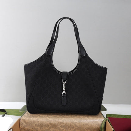 GUCCI 26S TOTE BAG 35 IN BLACK CANVAS
