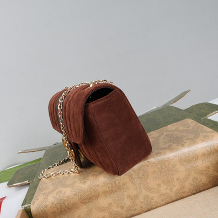 GUCCI 26S SHOULDER BAG 20 IN DARK BROWN SUEDE