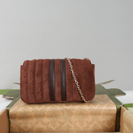 GUCCI 26S SHOULDER BAG 20 IN DARK BROWN SUEDE