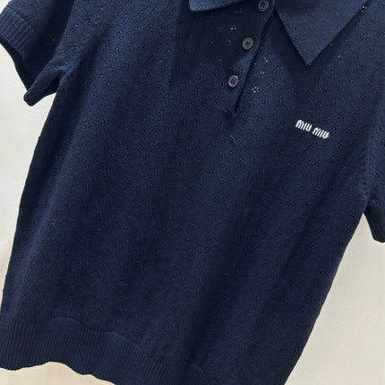 MIUMIU 26S SHORT-SLEEVE KNIT POLO SHIRT 1548