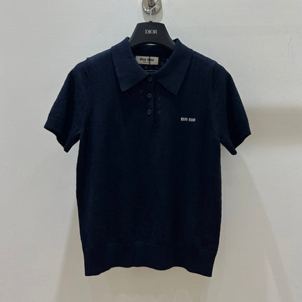 MIUMIU 26S SHORT-SLEEVE KNIT POLO SHIRT 1548