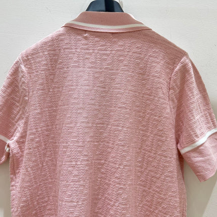 FENDI 26S SHORT-SLEEVE KNIT POLO TOP 367