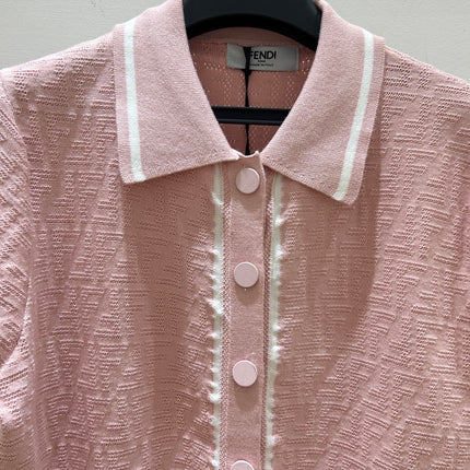 FENDI 26S SHORT-SLEEVE KNIT POLO TOP 367