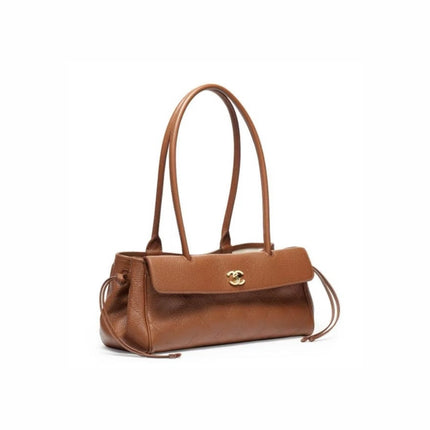 CHANEL 26S BAGUETTE BAG 33 IN BROWN LAMBSKIN GRAINED