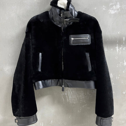 HERMES 26S SHEARLING CROPPED JACKET 836