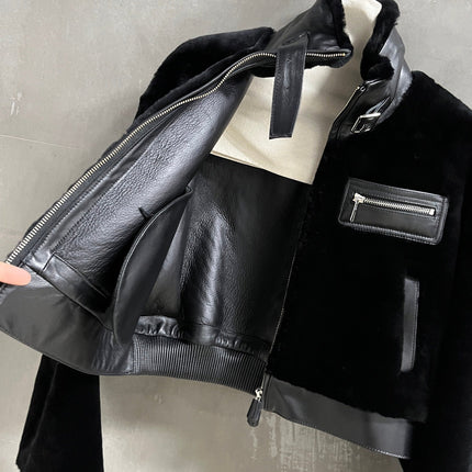HERMES 26S SHEARLING CROPPED JACKET 836