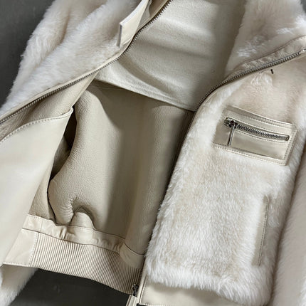 HERMES 26S SHEARLING CROPPED JACKET 835