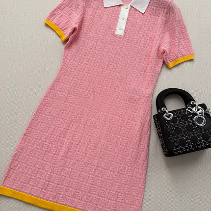 FENDI 26S SHORT-SLEEVE KNIT DRESS 462