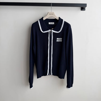 MIUMIU 26S ZIP-UP KNIT CARDIGAN 1593