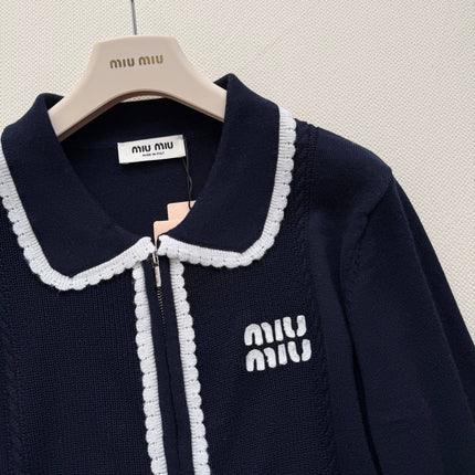 MIUMIU 26S ZIP-UP KNIT CARDIGAN 1593