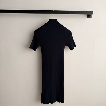 MIUMIU 26S HALF-ZIP RIBBED KNIT DRESS 1544