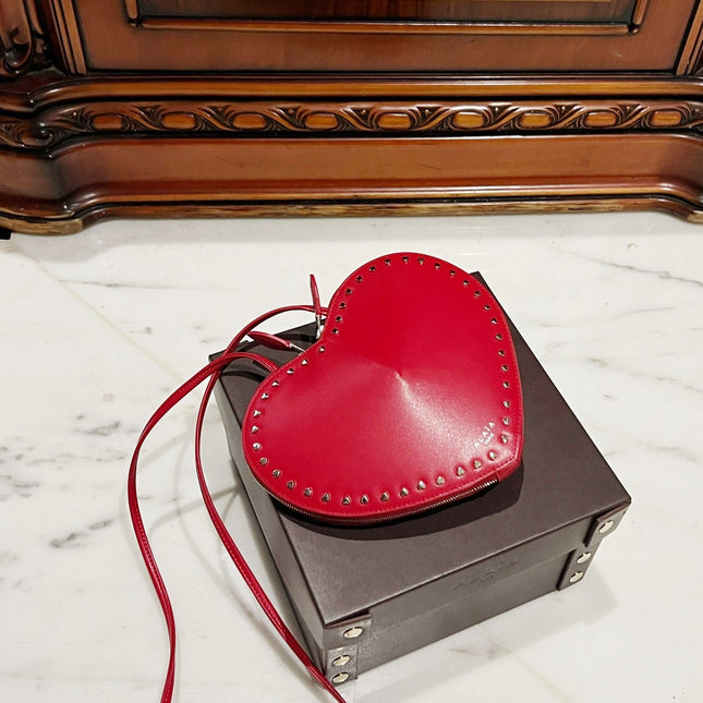 LE COEUR BAG 21 IN CLASSIC RED CALFSKIN WITH STUDDED HEART