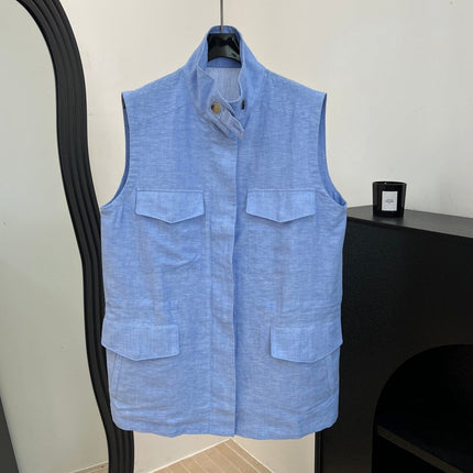 LORO PIANA 26S SLEEVELESS STAND-COLLAR VEST 897