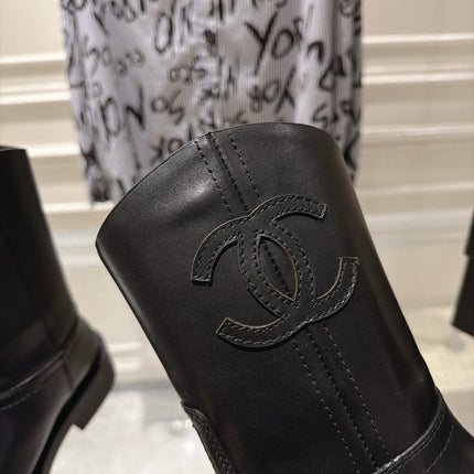 CHANEL 26S MID CALF BOOTS 30 MM IN BLACK CALFSKIN