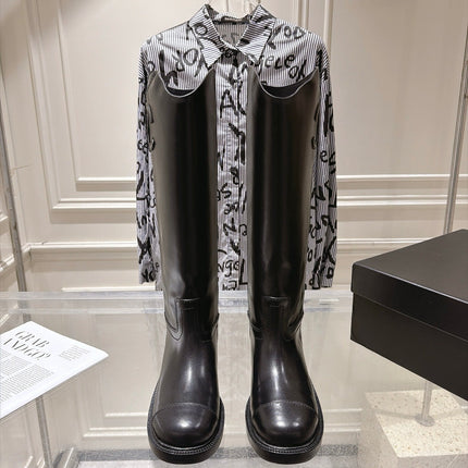 CHANEL 26S KNEE HIGH BOOTS 30 MM IN BLACK CALFSKIN