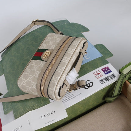 GUCCI 26S MINI CROSSBODY BAG 20 IN TAUPE CANVAS