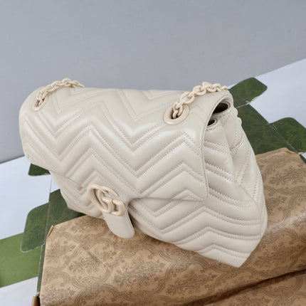 GUCCI 26S SHOULDER BAG 31 IN WHITE CALFSKIN QUILTED PATTERN