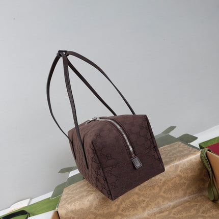 GUCCI 26S BOSTON BAG 29 IN BROWN DENIM