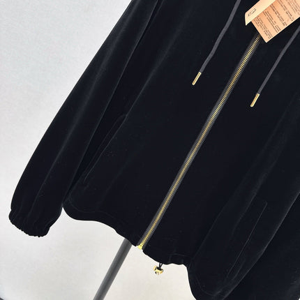MIUMIU 26S HOODED VELVET JACKET 951
