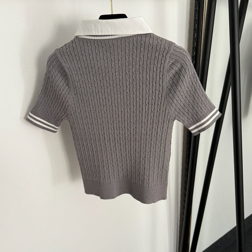 25S SHORT-SLEEVE KNIT TOP STYLE 098