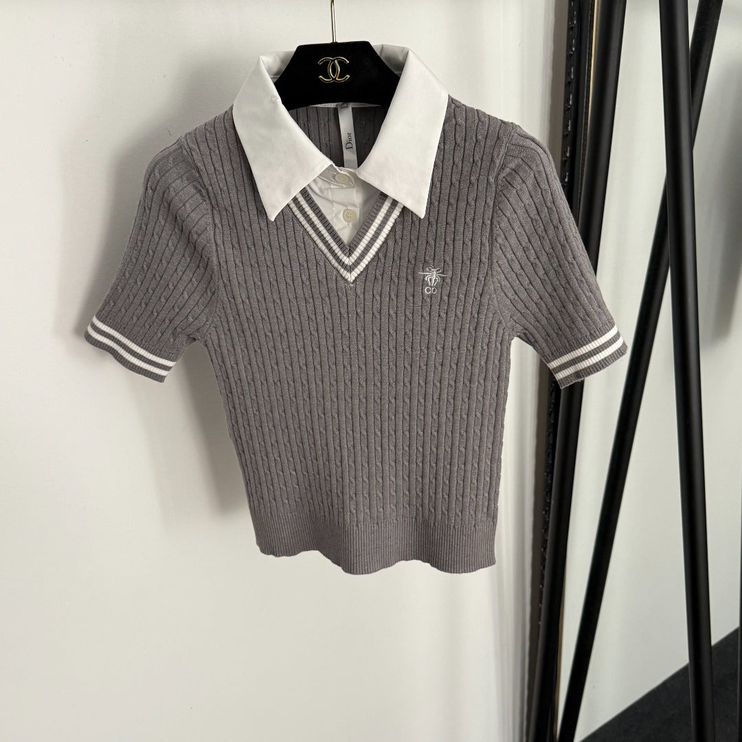 25S SHORT-SLEEVE KNIT TOP STYLE 098