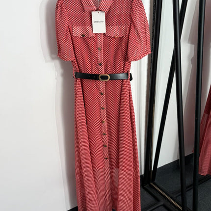 VALENTINO 26S SHORT-SLEEVE CHECKED SHIRT DRESS 462