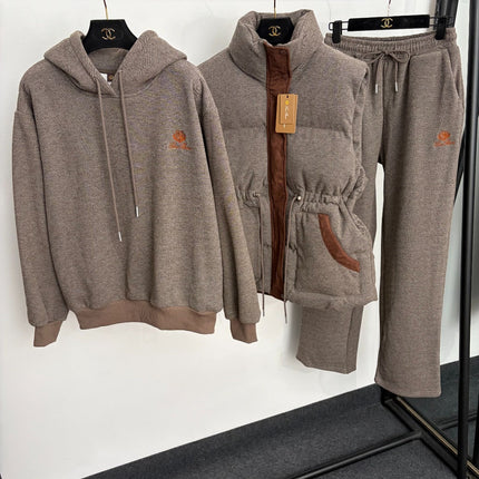 LORO PIANA 26S THREE-PIECE HOODED PUFFER VEST TRACKSUIT 991