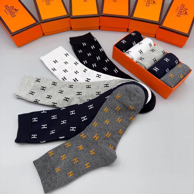 HERMES 26S CREW SOCKS 494831 (1 BOX)