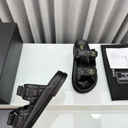 dad sandals black patent interwoven leather cc