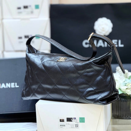 CHANEL 26S SHOULDER BAG 17 IN BLACK LAMBSKIN DIAMOND QUILTING
