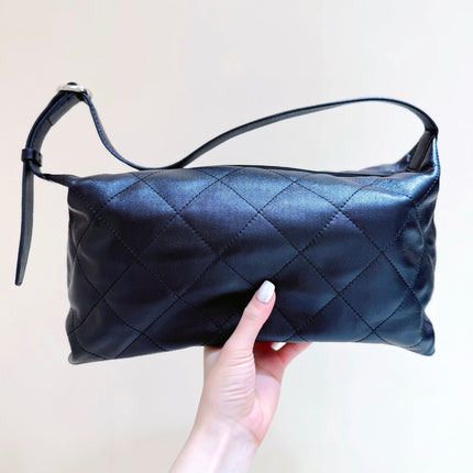CHANEL 26S SHOULDER BAG 17 IN BLACK LAMBSKIN DIAMOND QUILTING
