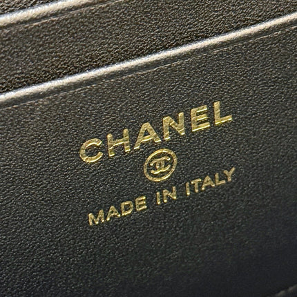 CHANEL 26S MINI BOX BAG 14 IN BLACK CALFSKIN LIZARD EMBOSSED