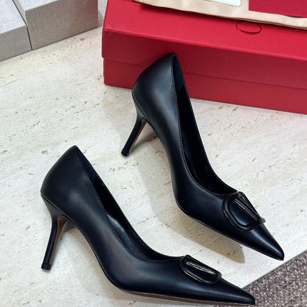 VALENTINO 26S HIGH HEELS 80 MM IN BLACK CALFSKIN