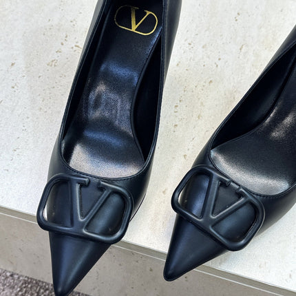 VALENTINO 26S HIGH HEELS 80 MM IN BLACK CALFSKIN