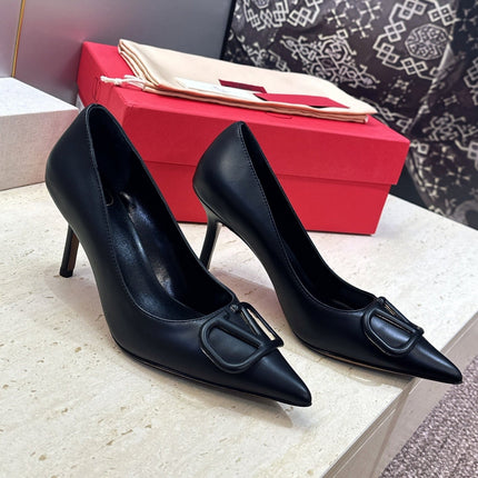 VALENTINO 26S HIGH HEELS 80 MM IN BLACK CALFSKIN