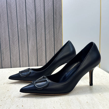 VALENTINO 26S HIGH HEELS 80 MM IN BLACK CALFSKIN