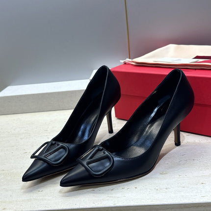VALENTINO 26S HIGH HEELS 80 MM IN BLACK CALFSKIN