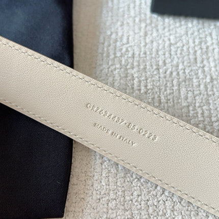 YSL 25S BELT 30 MM IN CREAM WHITE CALFSKIN 571019