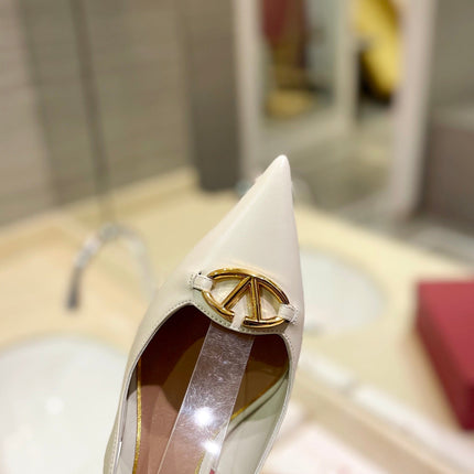 VALENTINO 26S SLINGBACK PUMPS 65 MM IN CREAM WHITE CALFSKIN