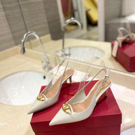 VALENTINO 26S SLINGBACK PUMPS 65 MM IN CREAM WHITE CALFSKIN