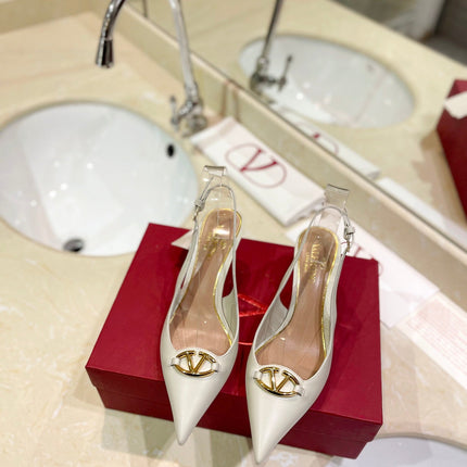 VALENTINO 26S SLINGBACK PUMPS 65 MM IN CREAM WHITE CALFSKIN