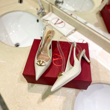 VALENTINO 26S SLINGBACK PUMPS 65 MM IN CREAM WHITE CALFSKIN